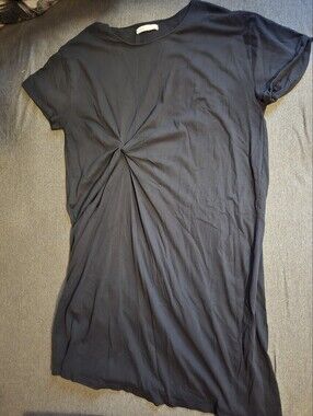 Black Twist-Front Short Sleeve Dress